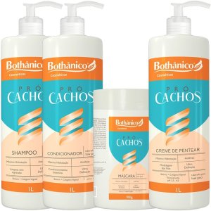 Kit Pró Cachos Shampoo + Condicionador + Máscara + Creme de Pentear 1l Bothanico