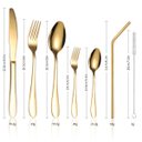 Ver imagem 2 de Faqueiro Aço Inox 42pçs Dourado Caixa Moderna Luxo