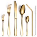 Ver imagem 3 de Faqueiro Aço Inox 42pçs Dourado Caixa Moderna Luxo