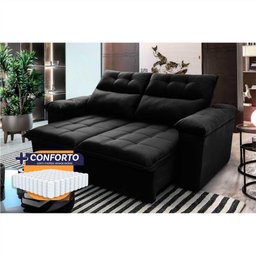 Sofá Retrátil Reclinável Verona 1,80m Suede Velut Molas Ensacadas - King House - 1