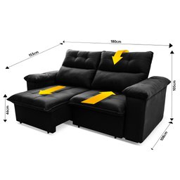 Sofá Retrátil Reclinável Verona 1,80m Suede Velut Molas Ensacadas - King House - 3