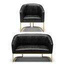Ver imagem 1 de Sofá Namoradeira e Poltrona Base Industrial Dourado Stella Corano Preto D03 - D'Rossi