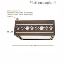 Luminária Decorativa Madeira Plafon Porto Belo Quad 40cm - 2