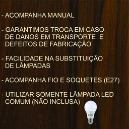 Luminária Decorativa Madeira Plafon Porto Belo Quad 40cm - 9