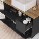 Ver imagem 7 de Balcão Gabinete de Banheiro Suspenso 80cm 2 Portas e 1 Gaveta com Cuba Belarus Preto/Grafite