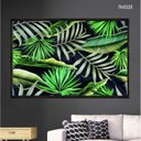 Ver imagem 2 de Quadro Decorativo - Folhas de Palmeira Tropical Preto e Verde Flnt028 - Tela Canvas - 80x60cm