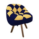Ver imagem 2 de Poltrona Paloma Escritório Sala Giratória Madeira Suede Azul Marinho e Suede Mostarda - Dominic Deco
