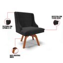 Ver imagem 3 de Kit 8 Cadeiras Estofadas Giratória para Sala de Jantar Lia Suede Preto - Ibiza