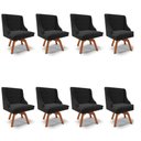 Ver imagem 1 de Kit 8 Cadeiras Estofadas Giratória para Sala de Jantar Lia Suede Preto - Ibiza