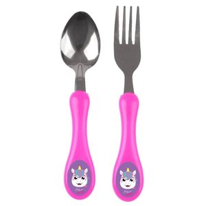 Kit Talheres Inox Personagem Infantil Colher Garfo Unicórnio - Panami