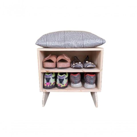 Sapateira Branco Cinza Sala Quarto Escritório 40x40 4 Pares