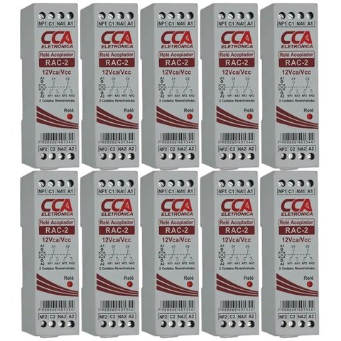 Kit 10 Rele Acoplador 12vcc 2 Contato Reversivel Sibratec