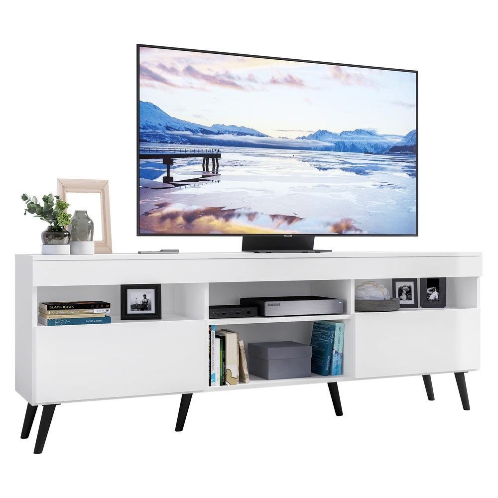 Rack TV 65" Retrô 2 Portas Paris Multimóveis V3327 Branco/Preto - 2