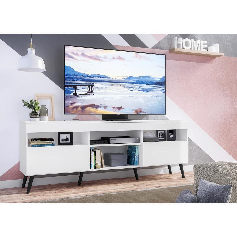 Rack TV 65" Retrô 2 Portas Paris Multimóveis V3327 Branco/Preto - 7