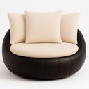 Ver imagem 1 de Poltrona Giratória 127cm Golden Courino Preto / Bouclé Off White - Sallar Home