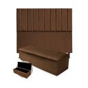 Ver imagem 1 de Kit Cabeceira + Calçadeira Baú Cancun Casal 140cm Suede - Ecotec Decor:Marrom