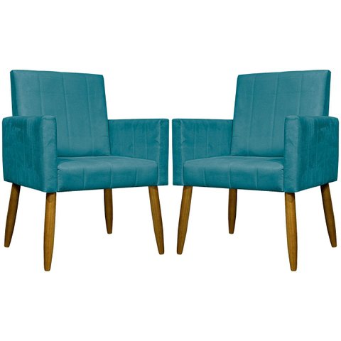 Kit 2 Poltronas Decorativas para Sala Mari Suede Pé Palito