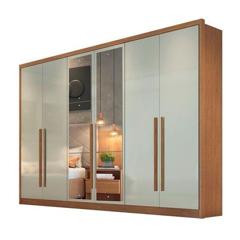 Guarda Roupa Robust c/ Espelho 6 Portas 6 Gavetas Novo Horizonte Cumaru/Fendi