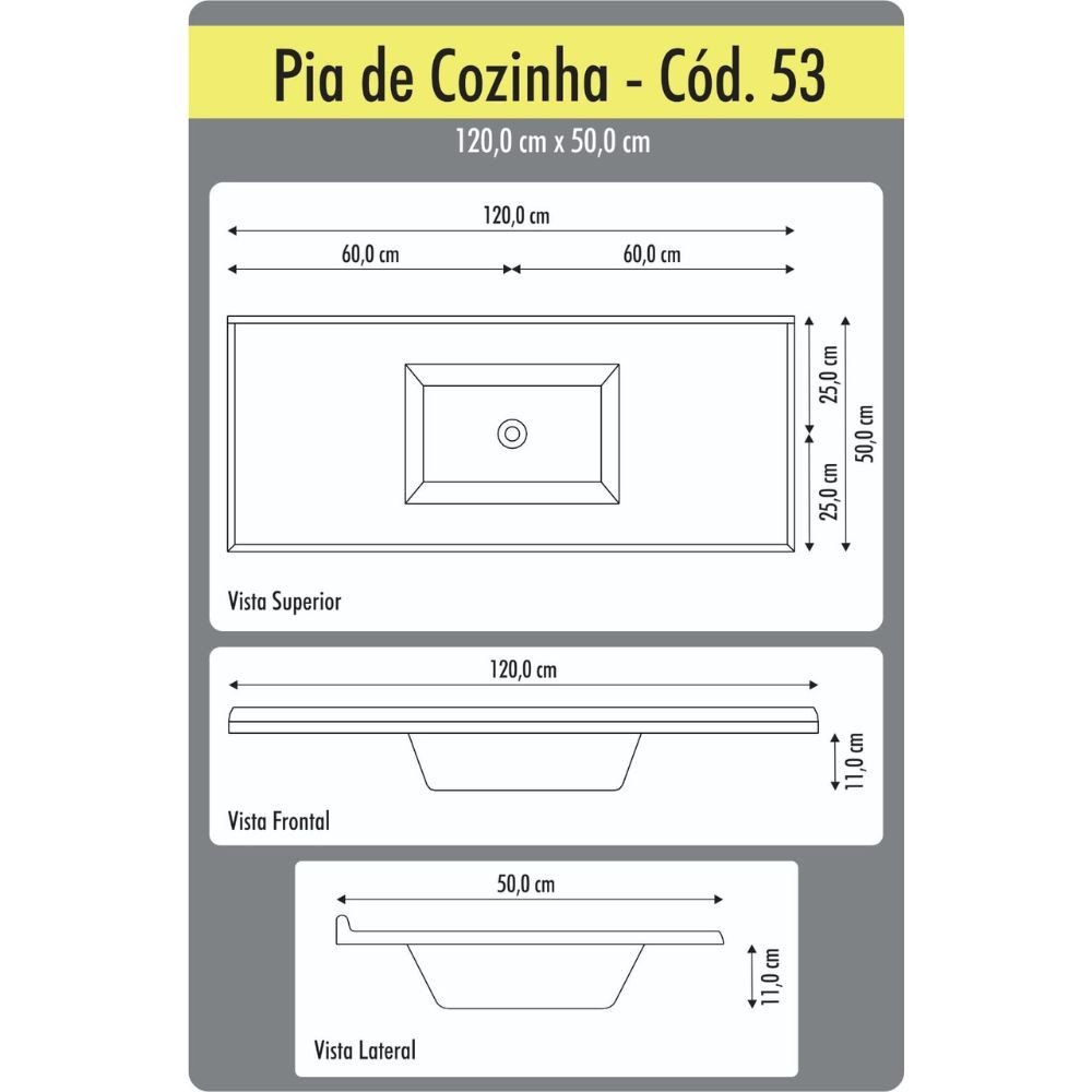 Tampo Para Pia De Cozinha Rorato 1,20X0,50 Granitada 505308 - 2