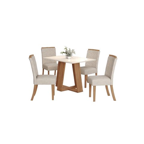 Mesa Jantar Lins 120 4 Cadeiras Malu Linho - Henn