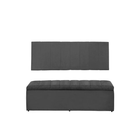 Kit Cabeceira e Calçadeira Vitoria 120 cm Suede Cinza