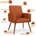 Ver imagem 3 de Poltrona Decorativa para Sala de Estar Maria W01 Pés Palito Tecido Terracota - Lyam Decor