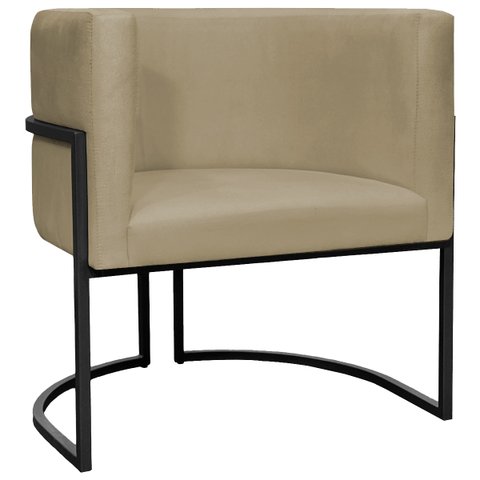 Poltrona Decorativa para Recepção Luna Suede Base de Ferro Preto