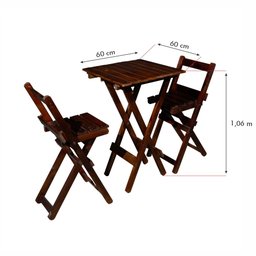 Mesa Bistrô Alta Dobrável 60x60 com 2 Banquetas para Restaurantes, Bares e Áreas Externas Tabaco Mon - 5