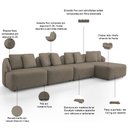 Ver imagem 3 de Sofá 5 Lugares com Chaise Direito Sala Living 328cm Arlo F04 Veludo Marrom Claro Tc-12021- Lyam Deco