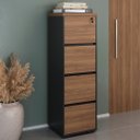 Ver imagem 2 de Armário Arquivo com Chave 4 Gavetas Corp A06 Nogal/preto - Mpozenato