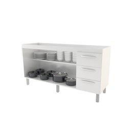 Balcão Cozinha para Pia de 160cm Emily 3 Portas e 3 Gavetas Branco Móblis - 3