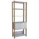 Ver imagem 3 de Estante para Livros Industrial 1 Porta 3 Prateleiras Off White/carvalho - Panorama Móveis