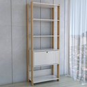 Ver imagem 5 de Estante para Livros Industrial 1 Porta 3 Prateleiras Off White/carvalho - Panorama Móveis