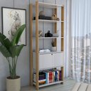 Ver imagem 1 de Estante para Livros Industrial 1 Porta 3 Prateleiras Off White/carvalho - Panorama Móveis