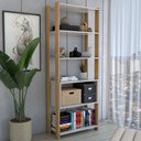 Ver imagem 2 de Estante para Livros Industrial 1 Porta 3 Prateleiras Off White/carvalho - Panorama Móveis