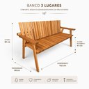 Ver imagem 3 de Banco de 3 Lugares em Madeira Maciça