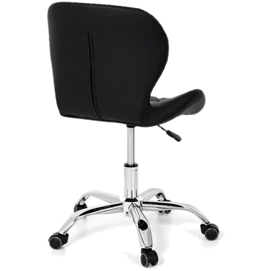 Kit 2 Cadeiras Slim Office Estofada Base Giratória Cromada - Preto - 4