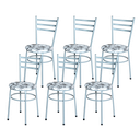 Ver imagem 1 de 6 Cadeiras Epoxi Cinza para Cozinha Assento Floral:floral Branco
