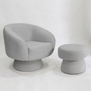 Ver imagem 2 de Poltrona Decorativa Fixa com Puff Liz Bouclé Cinza Claro - Nexta Casa