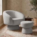 Ver imagem 1 de Poltrona Decorativa Fixa com Puff Liz Bouclé Cinza Claro - Nexta Casa