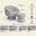 Ver imagem 3 de Poltrona Decorativa Fixa com Puff Liz Bouclé Cinza Claro - Nexta Casa