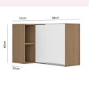 Ver imagem 1 de Armário Aéreo Canto Reto de Cozinha Sabrina 01 Porta 94x60x52 Avelã/Branco TX - Soluzione - 0460