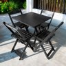 Mesa Dobrável 70x70 com 4 Cadeiras Preta - 1