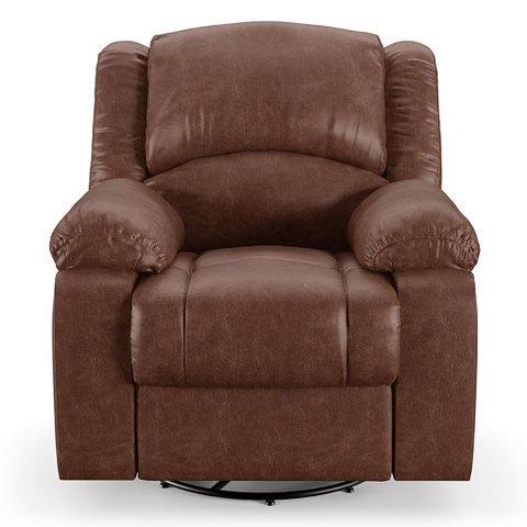 Poltrona do Papai Reclinável Sala de Cinema Barcelona Glider Manual Giratória Pu Marrom Brilho G23 e