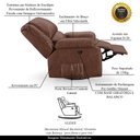 Ver imagem 3 de Poltrona do Papai Reclinável Sala de Cinema Barcelona Glider Manual Giratória Pu Marrom Brilho G23 e