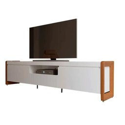 Rack para Tv até 75 Polegadas 2 Portas 1 Gaveta Bristol Off White e Naturale 225cm - 4 Rack para Tv até 75 Polegadas 2 Portas 1 Gaveta Bristol Off White e Naturale 225cm - 4