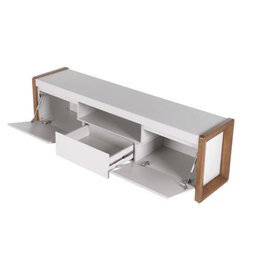 Rack para Tv até 75 Polegadas 2 Portas 1 Gaveta Bristol Off White e Naturale 225cm - 2 Rack para Tv até 75 Polegadas 2 Portas 1 Gaveta Bristol Off White e Naturale 225cm - 2