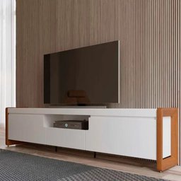 Rack para Tv até 75 Polegadas 2 Portas 1 Gaveta Bristol Off White e Naturale 225cm - 3 Rack para Tv até 75 Polegadas 2 Portas 1 Gaveta Bristol Off White e Naturale 225cm - 3