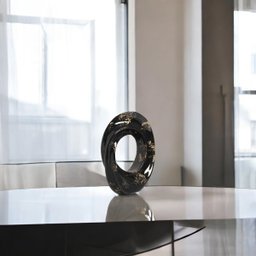 Escultura Decorativa de Cerâmica para Sala Atenas Preto e Dourado Ébano - 2