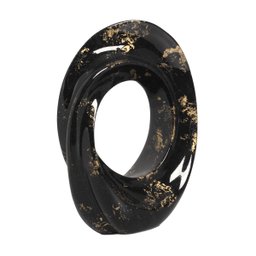 Escultura Decorativa de Cerâmica para Sala Atenas Preto e Dourado Ébano - 6